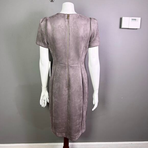 Calvin Klein dress size 10 faux suede NWT mocha brown office work longline suit - Picture 7 of 11